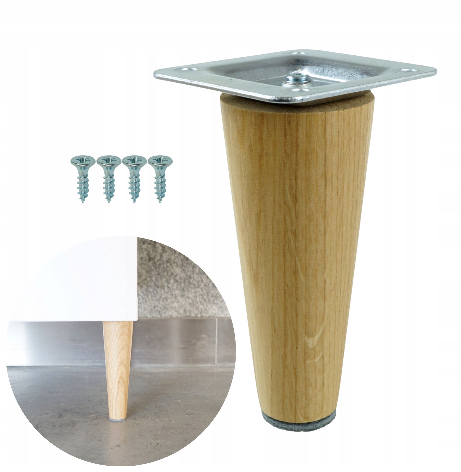  Jalg puidust 15 cm, jalg diagonaal dab lakk komplekt koos lehtmetall i wkretami
