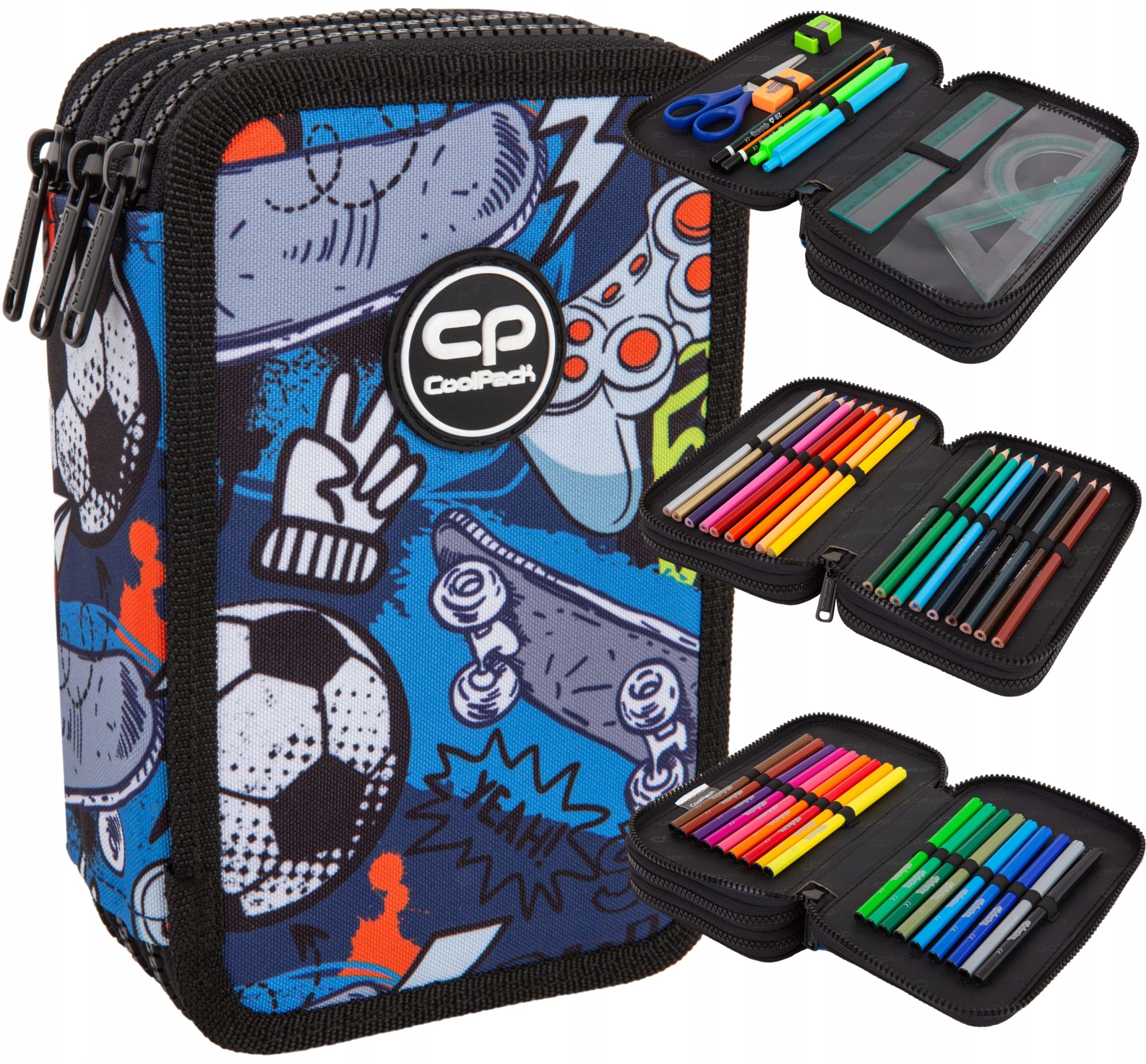  Trijų skyrių penalas su priedais "coolpack" jumpe