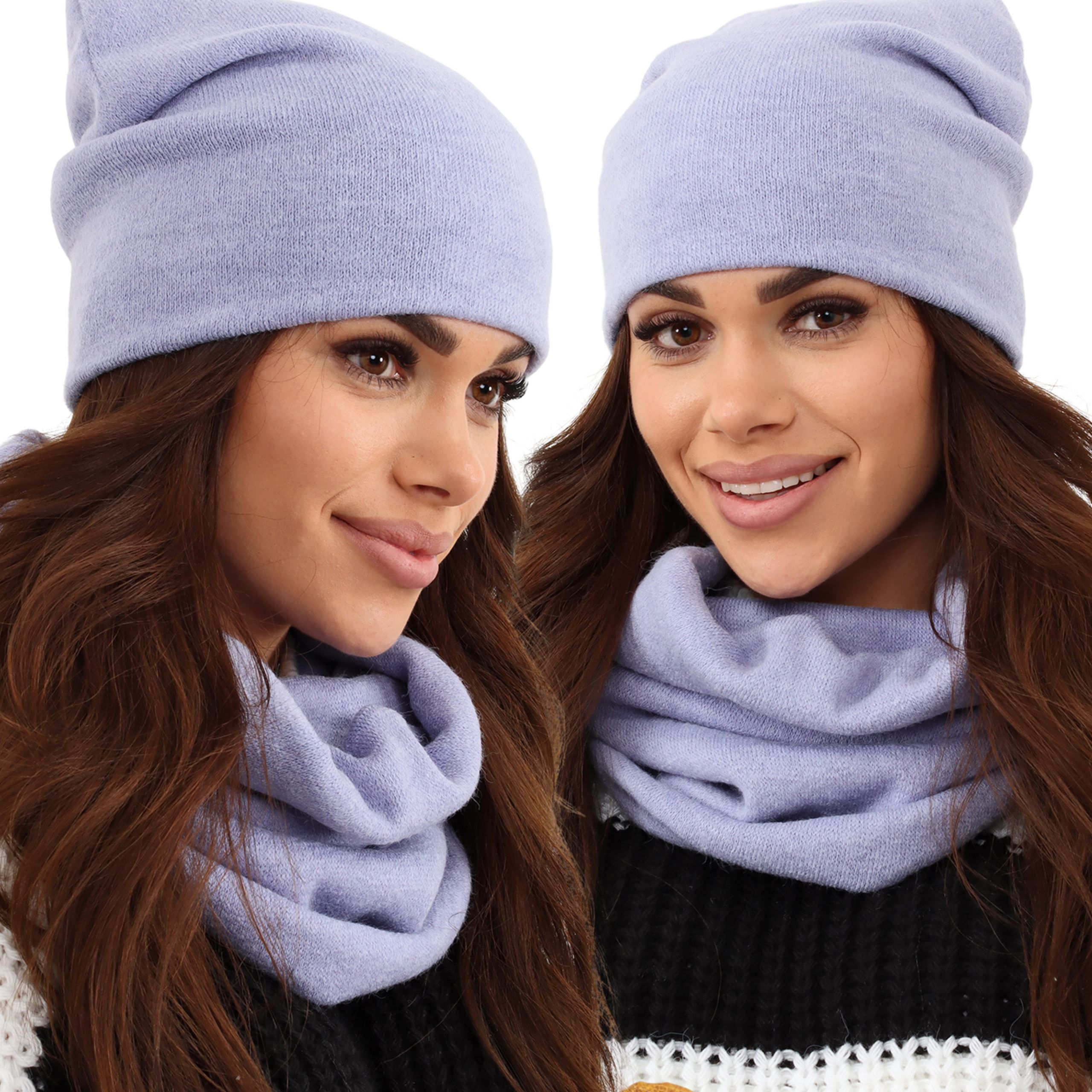  Garnitur feminin mütze beanie schornstein golf tuba großes set warm beeren