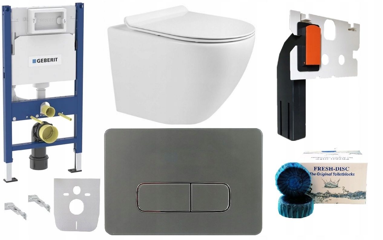  Wc rāmja komplekts geberit + atslēga + tualetes pods melns matēts + dēlis w/o+fresh