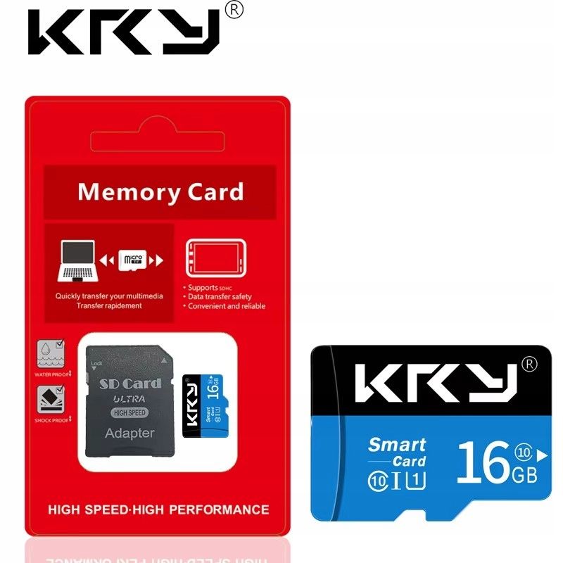  Kry atminties kortelė micro sd/tf u1 16gb mėlynas + adapteris