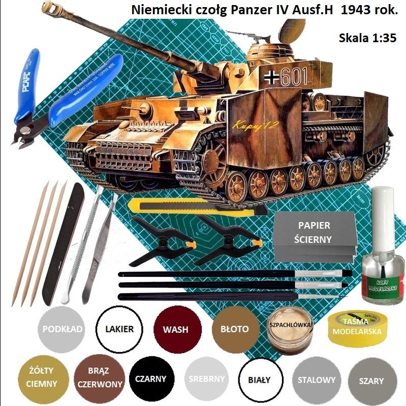  Modelis cisterna pantera tank panther type g + akrila krāsas modeļiem. aksesuāri