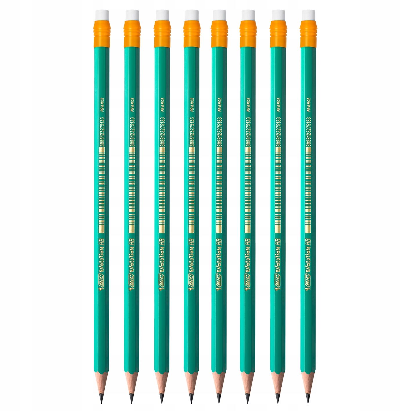  6 pcs. x pencil bic evolution original hb/2 from resin bezdrzewnej
