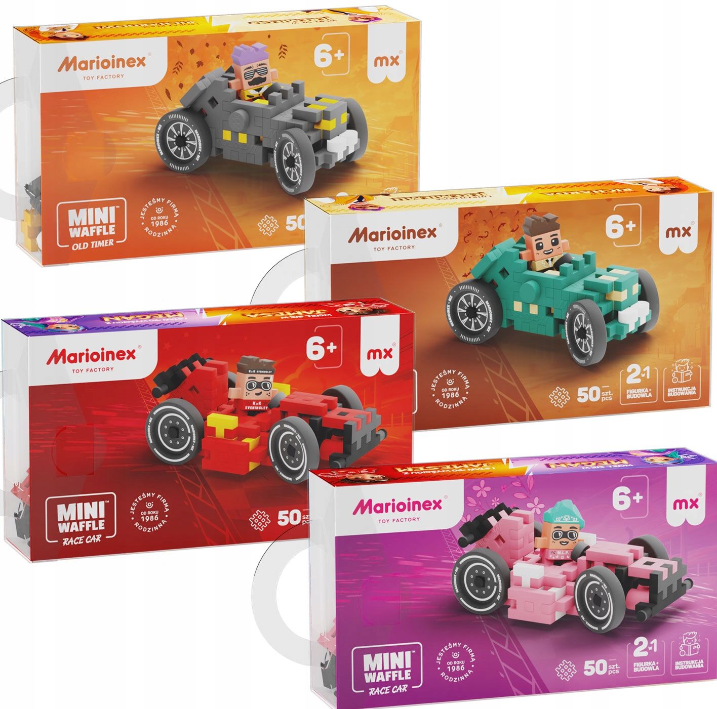  Marioinex waffle mini autos race car, megan, 50 el pink, rennen 2 in 1