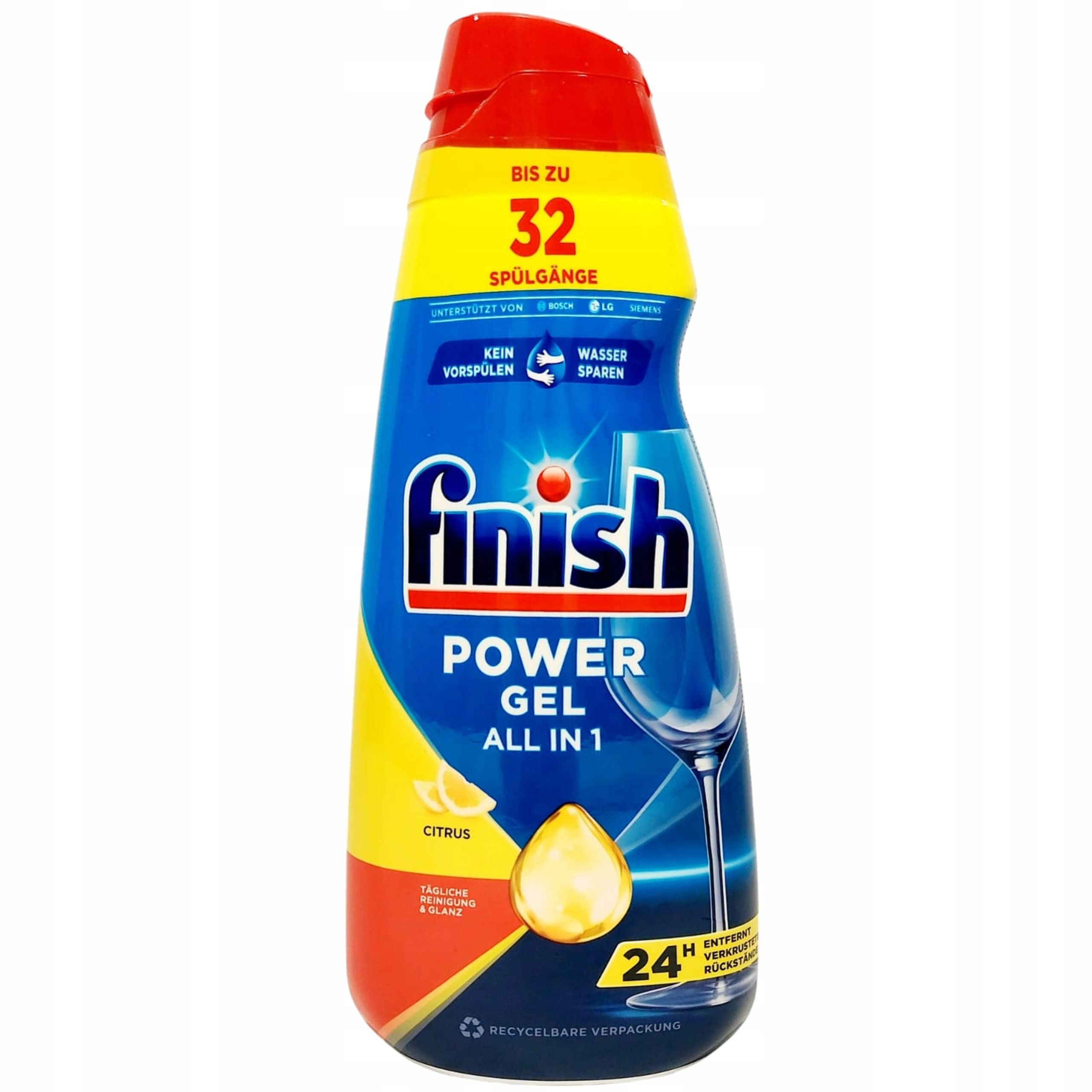  Vokiškas indaplovės gelis finish power gelis all in 1 citrina 2x650 ml (de)