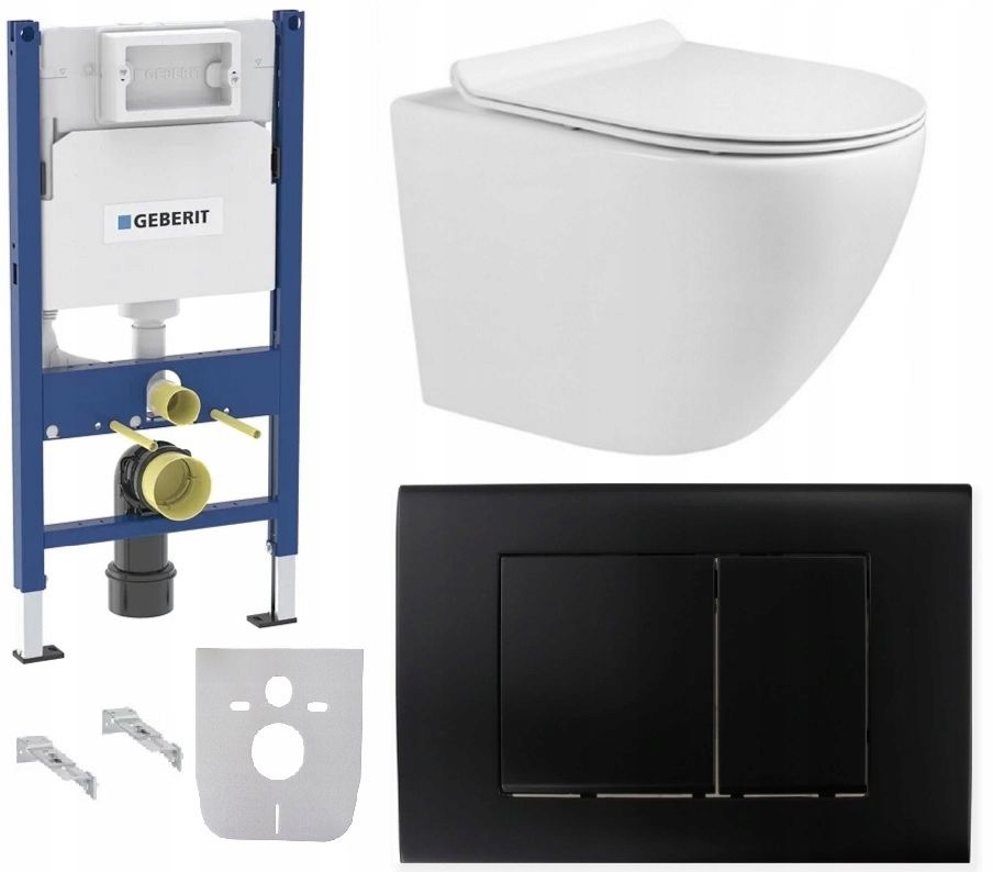  Wc rāmja komplekts geberit + atslēga + tualetes pods melns matēts + dēlis w/o+fresh