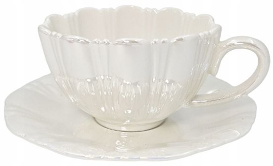  Pohár s talířem perla mušle 240 ml 3341