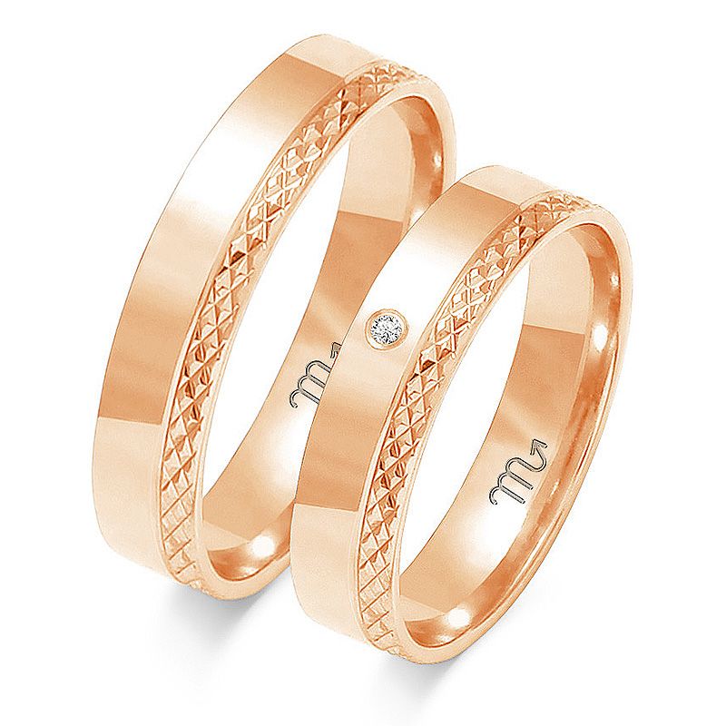  Laulību gredzeni zeltaini 14k 4 mm cirkoni id a-159