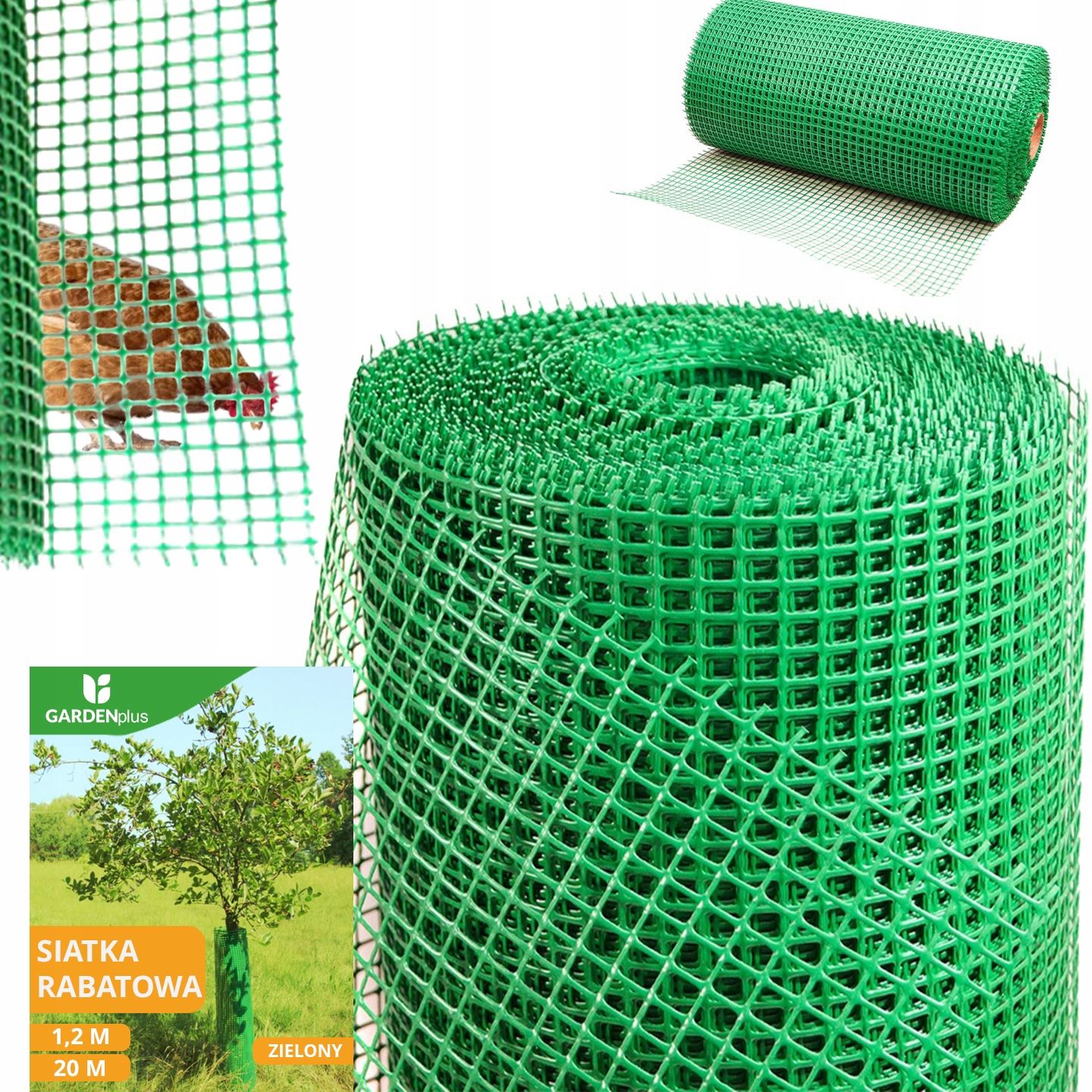  Tvoros tinklas plastikinė tvora vištoms 15x15 1,2 x 20m - žalias