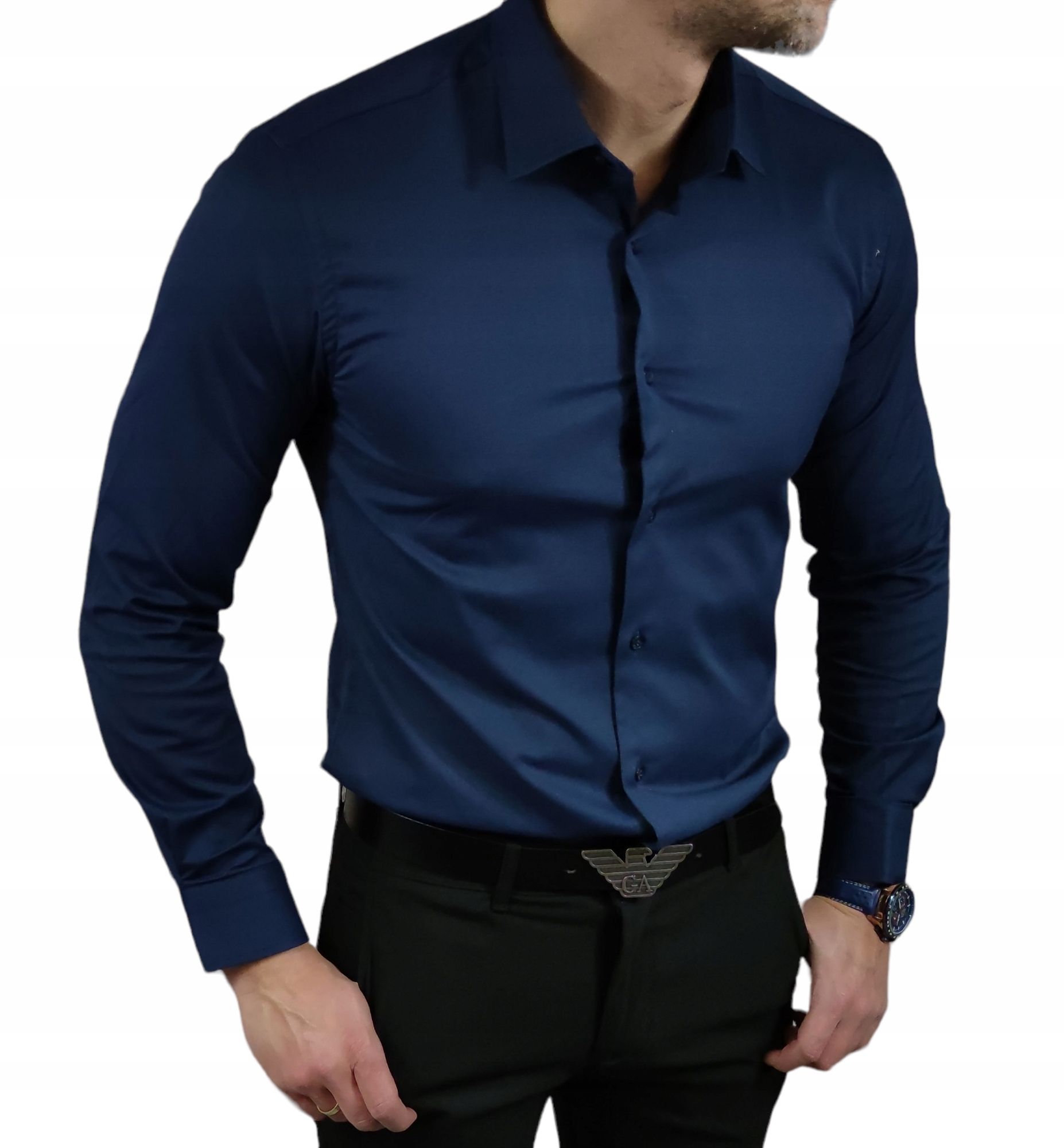  Elegantne särk meessoost äri sinine indigo slim kooskõlastatud m-39/40