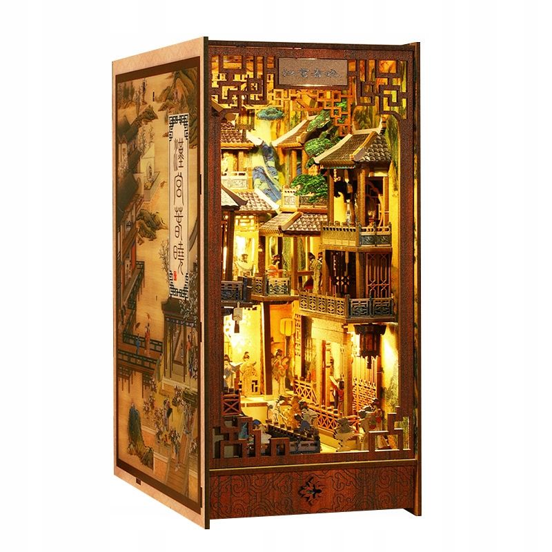  Diy holzpuzzle 4d beleuchtung gasse unterstützen auf dem regal für bücher