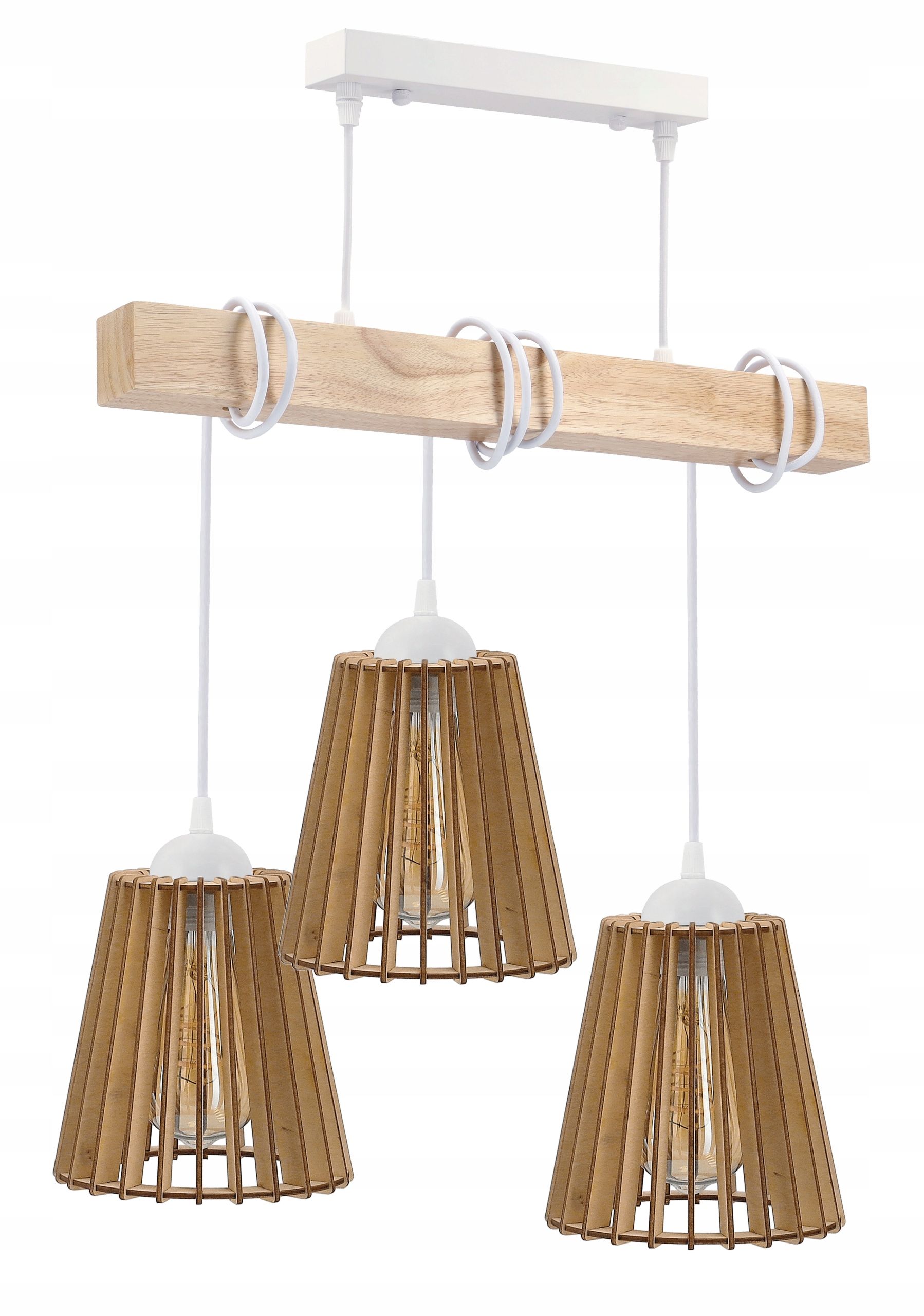  Stropné svietidlo visiace led drevený biala 3xe27 lampa amber jantár