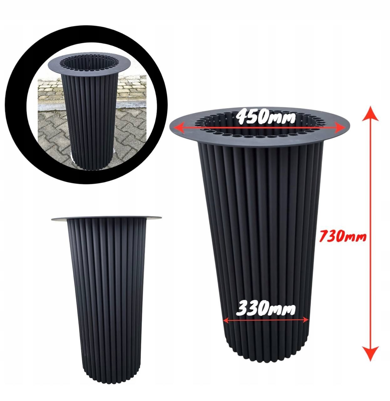  Kulatá noha s trubky tabulka pro stůl loft styl výška 730mm černá barva