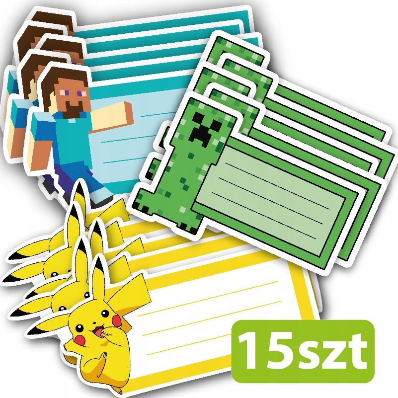  Nálepka na poznámky na zošity 15 počítač. pikachu i minecraft
