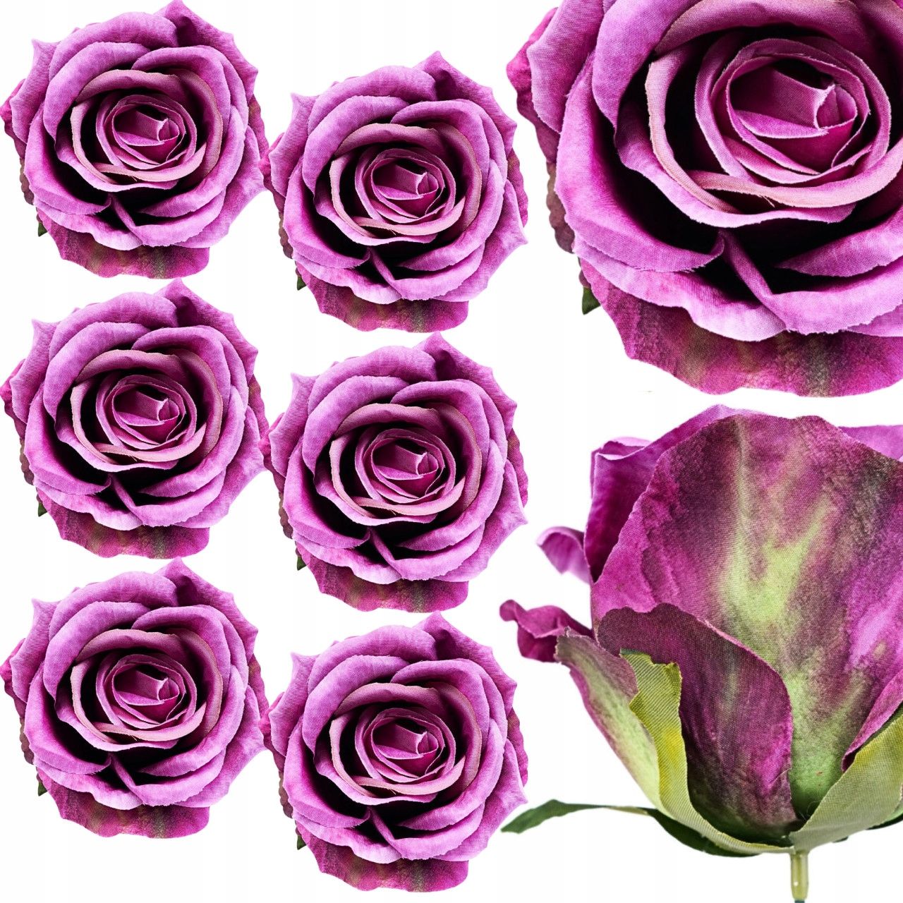 6x dirbtinės gėlės rožė wyrobowa galva komplektas 10cm violetinė