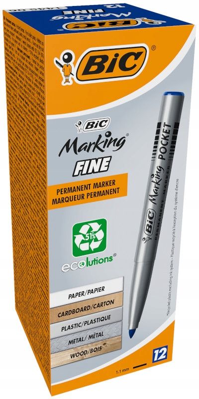  Bic permanentná fixka 2300 červený zastrihnutý hrot alkoholický marker