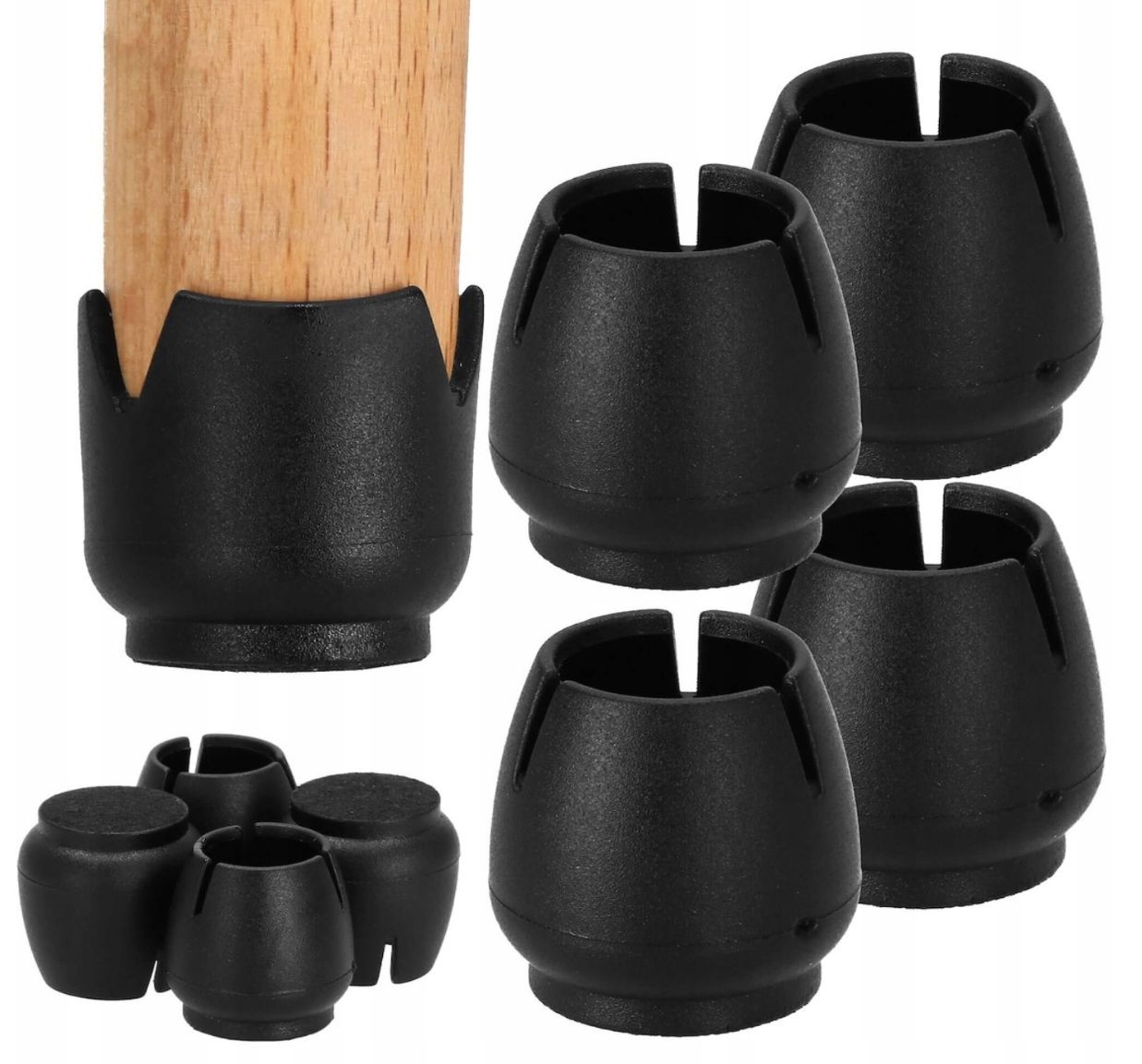  16x silikonové klipy ochranný s plstí pro nohy židle 12mm-16mm černá barva