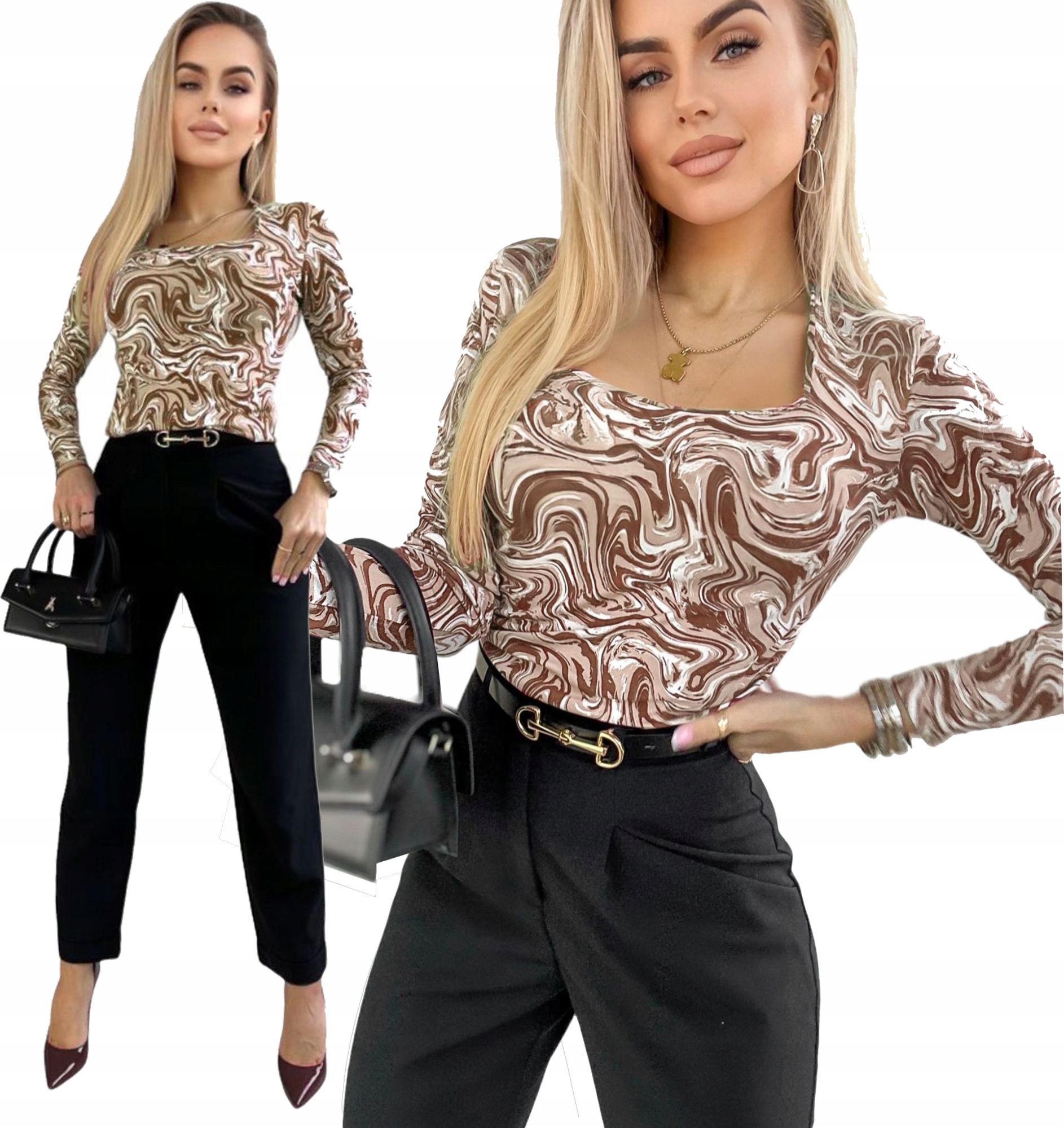  Koordinovaný flexibilní halenka geometrický print módní spisy