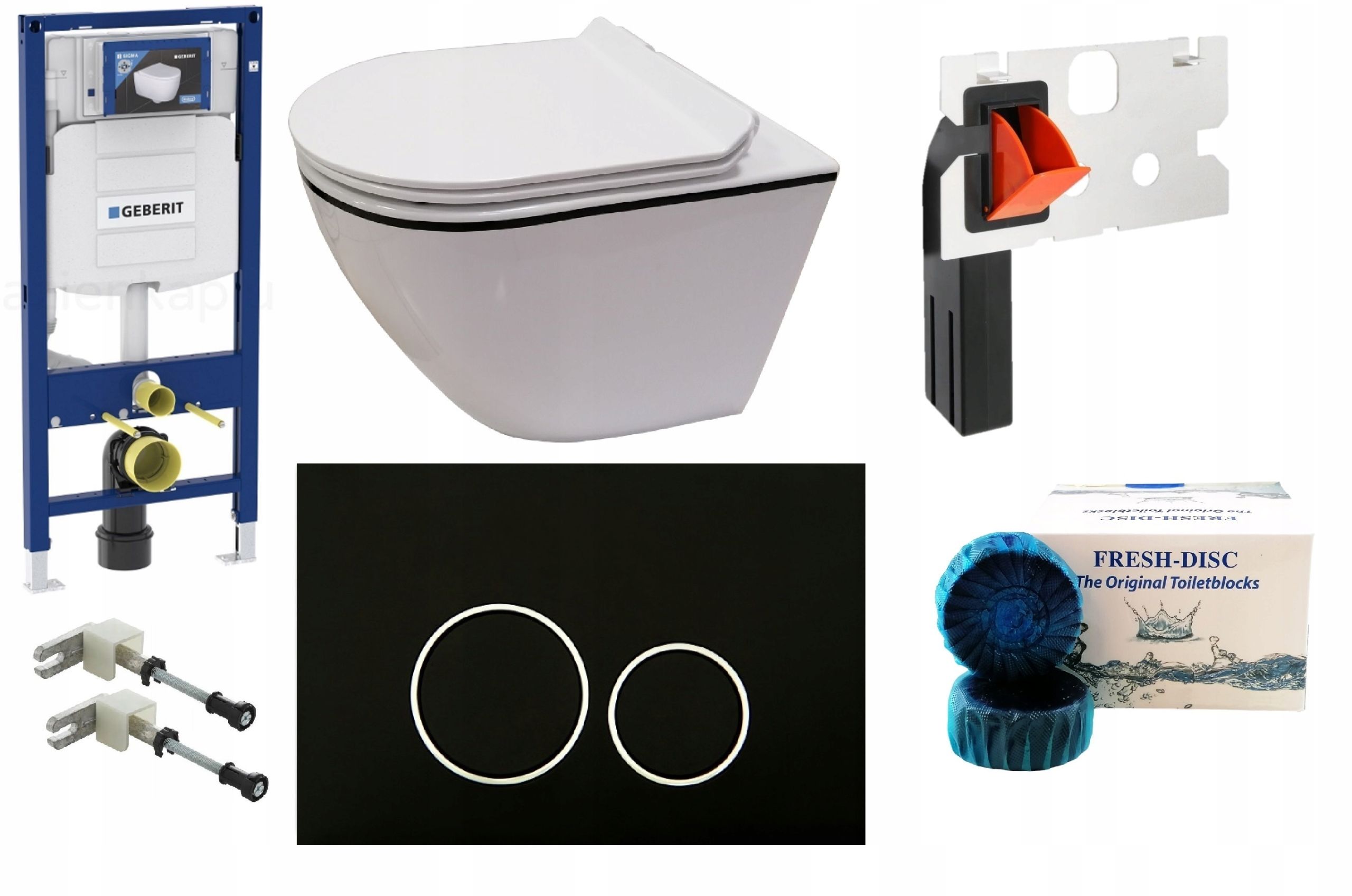  Wc rāmja komplekts geberit + atslēga + tualetes pods melns matēts + dēlis w/o+fresh