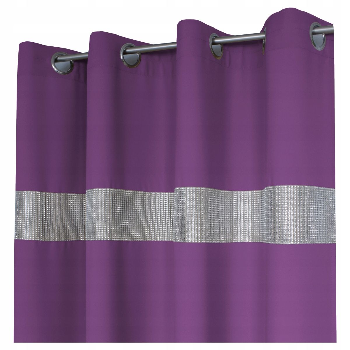  Záves pripravený panama zirkóny na závesy apikálne kvety 145x250 výška purpurový
