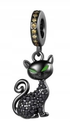  Md charms anhänger am hals schwarze katze golden mond anhänger koteczek kätzchen s925