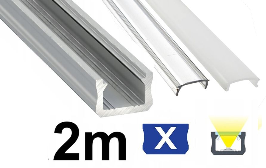  Kopa melns alumīnija profils atzina slim eco led sloksnēm 2m + kapuci