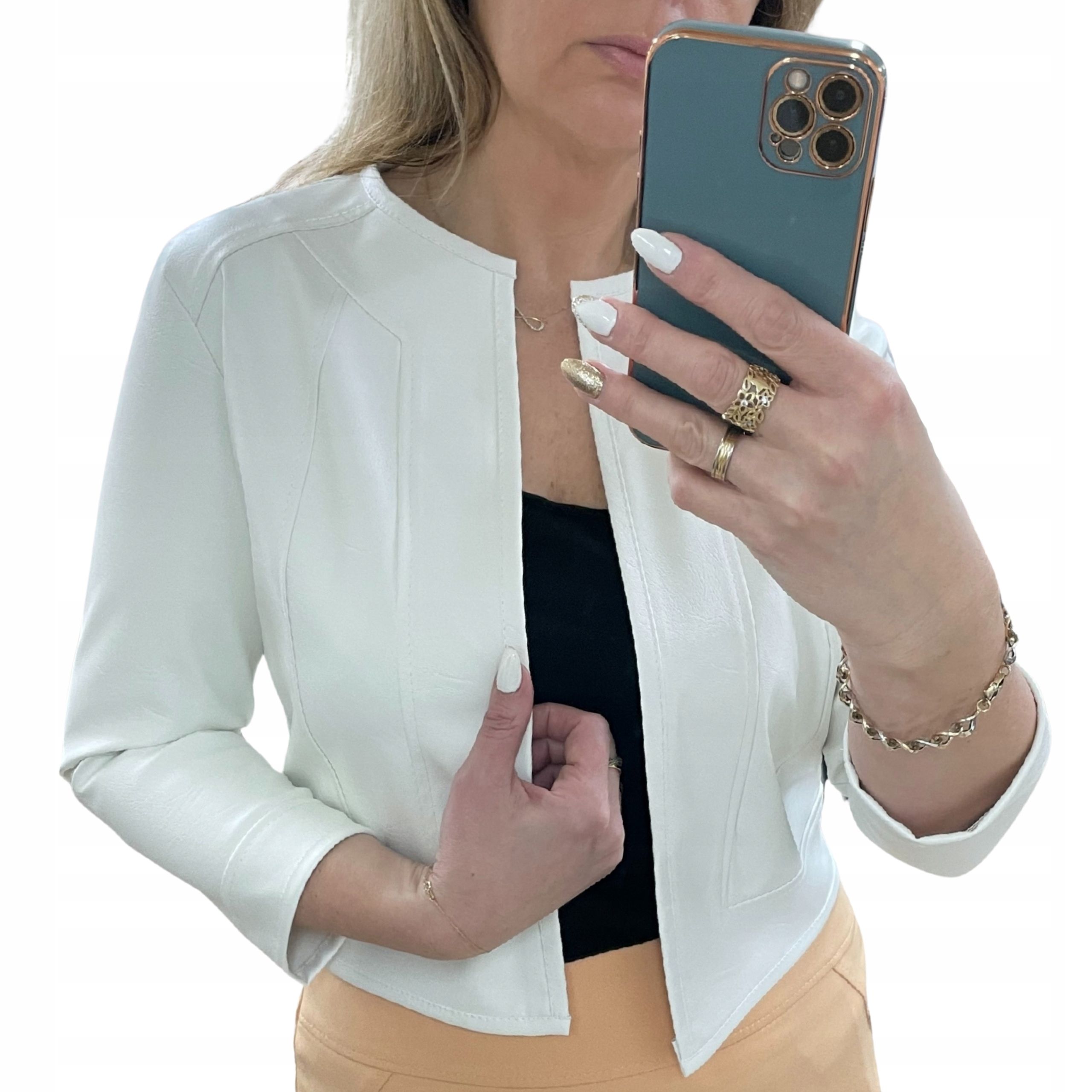  Nr. a03 bolero-bikerjacke total look golden nr. 46