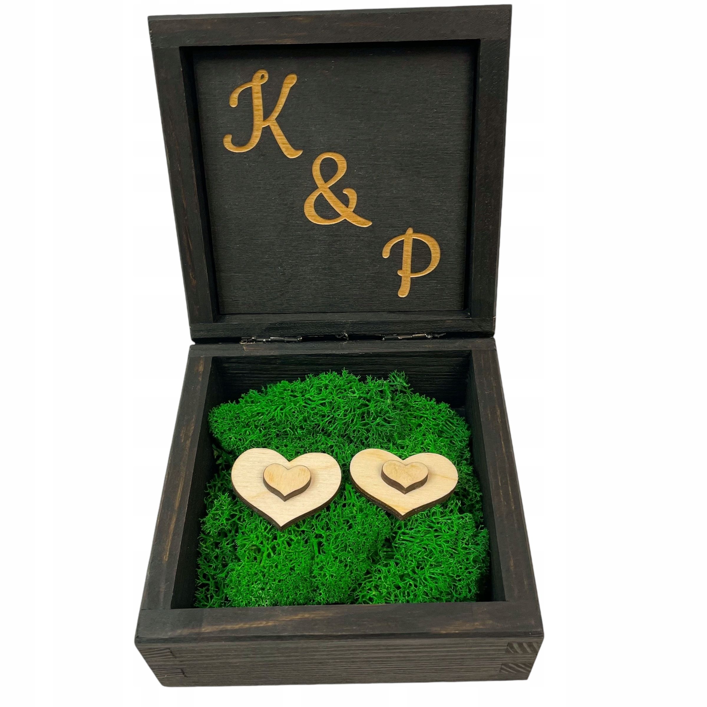  Box for wedding rings braz moss engraving initials