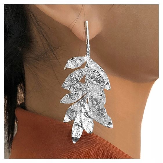  Stud earrings colour silver long tassels diamonds balls elegant 125mm