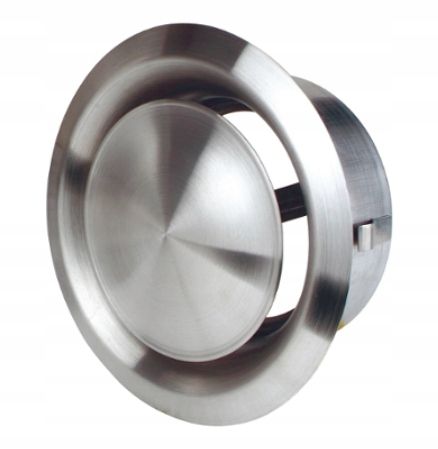  Oro ištraukimo anemostatas 100 mm baltas metalinis su rėmeliu i garso izoliacinė tarpinė