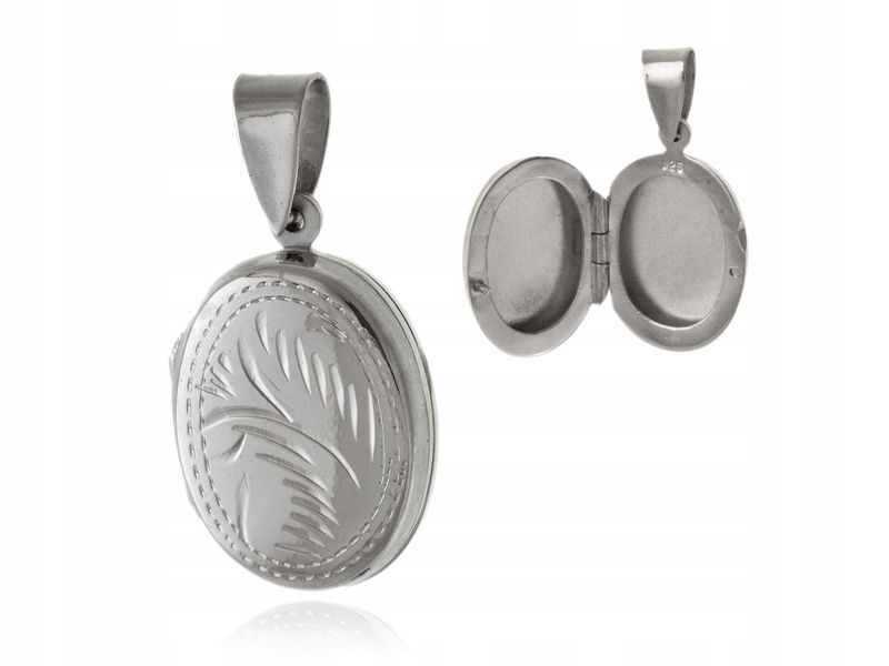  Necklace box opening pendant oval equal opening silver 925 w0251 - 3.2g.