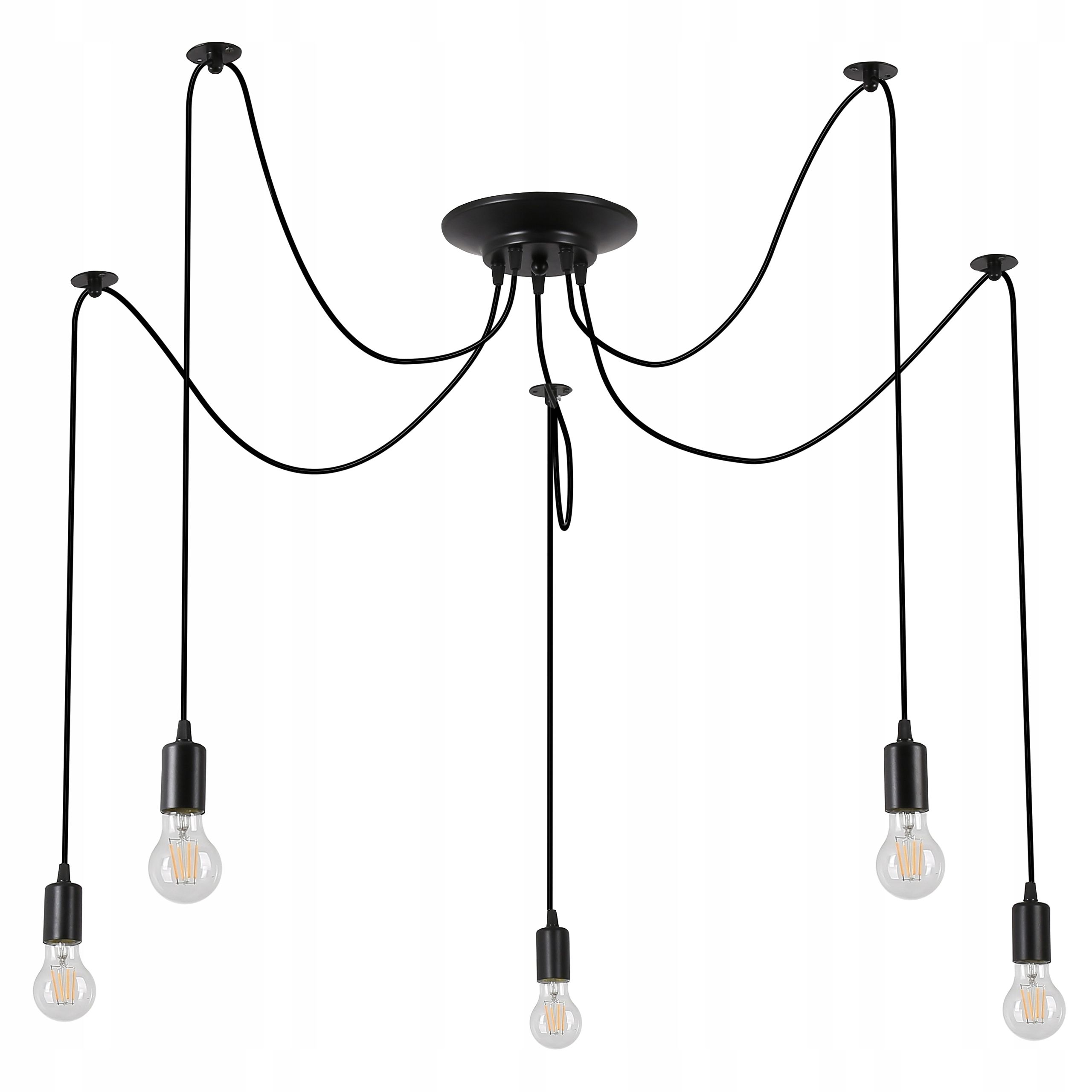  Deckenlampe hängend lampe wandleuchte rahmen 6x nr. e27 70cm led schwarz