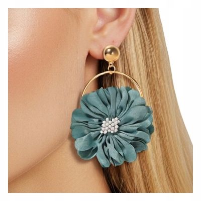  Náušnice boho tkanina závoj przewiazywane bantu žltý 125mm