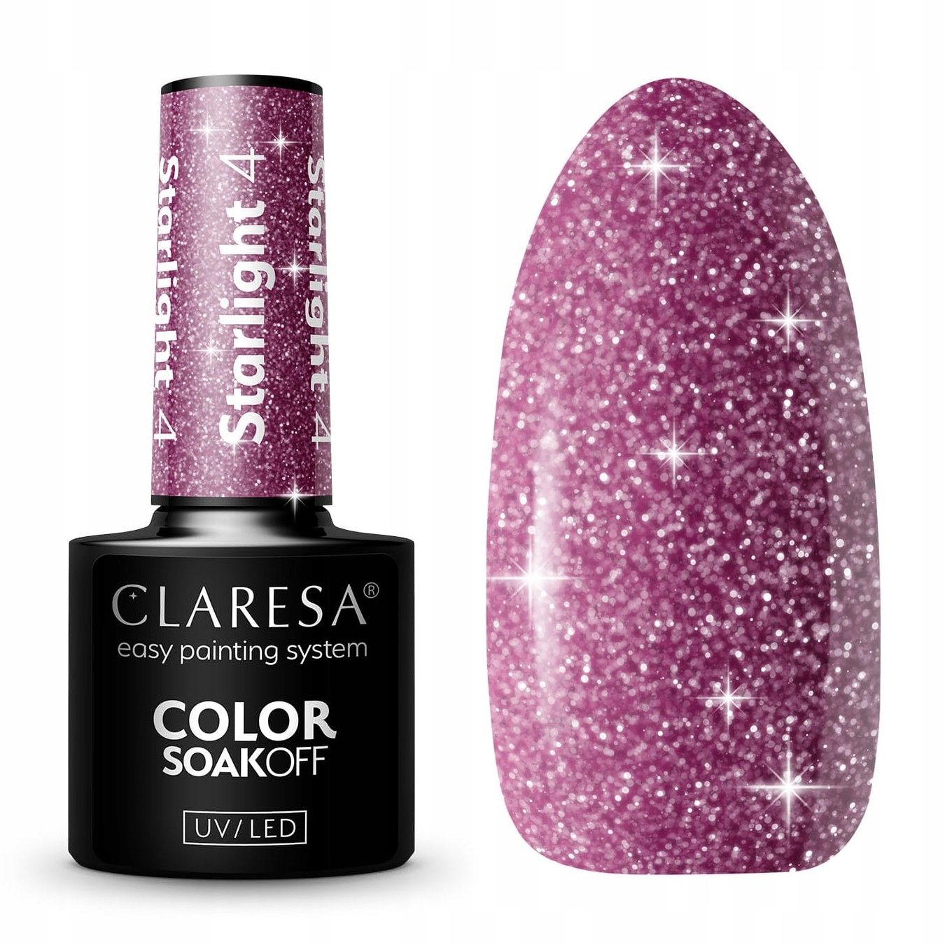  Claresa hübriid küünelakk burgundia glitter pink 554