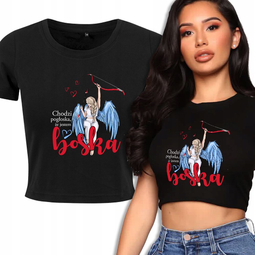 T-shirt kurz crop weiß mermaid muster - s