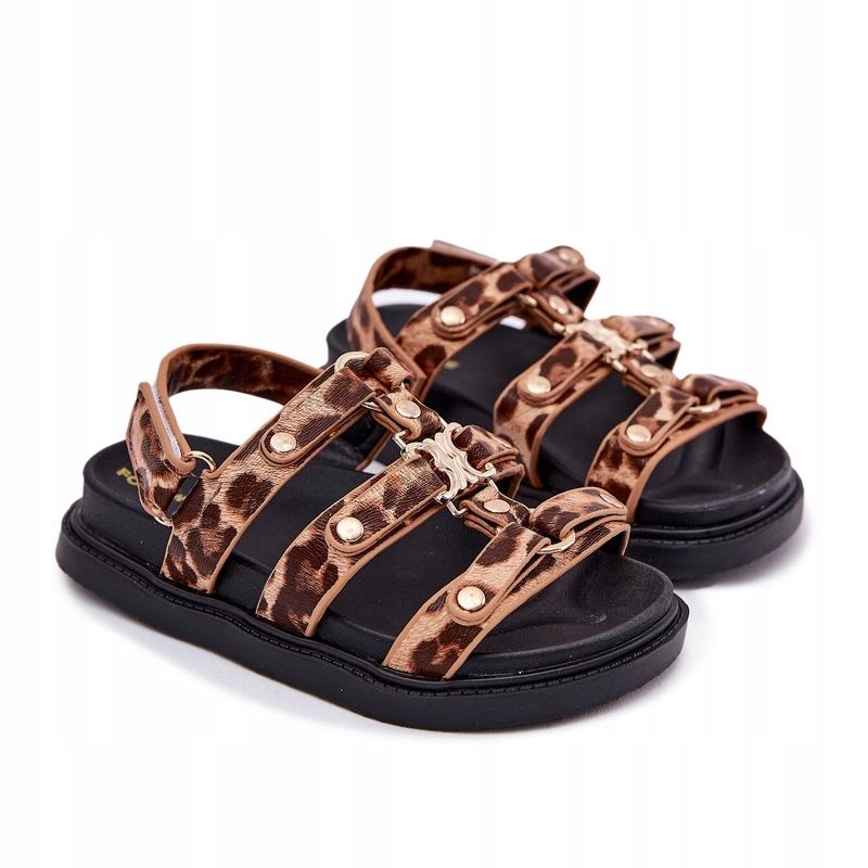  Bērnu sandales meitenēm eko āda zeltaini detaļa velcro lente melns 35