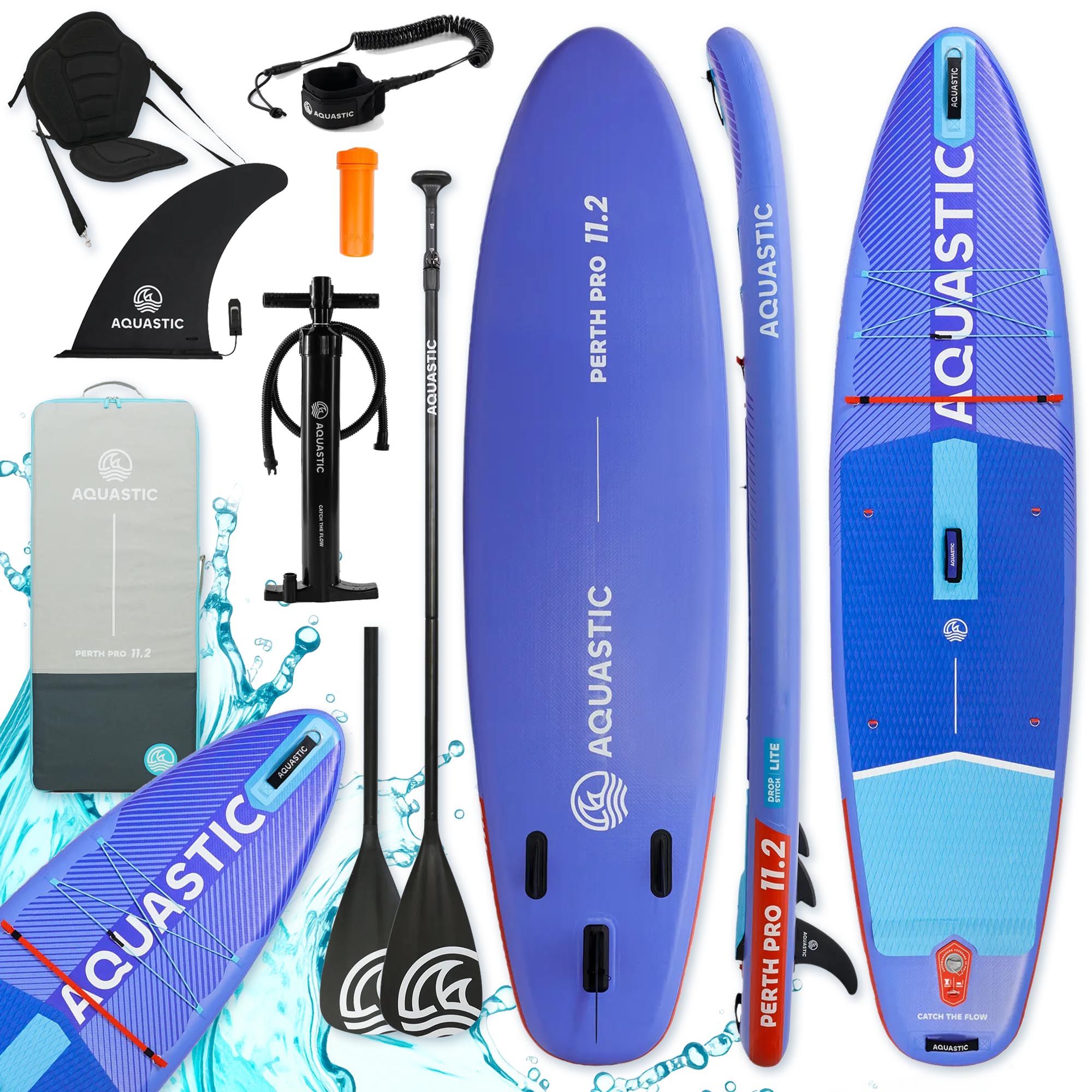  Plaukimo lentos sup aquastic perth pro 340cm irklas pompa sėdynė