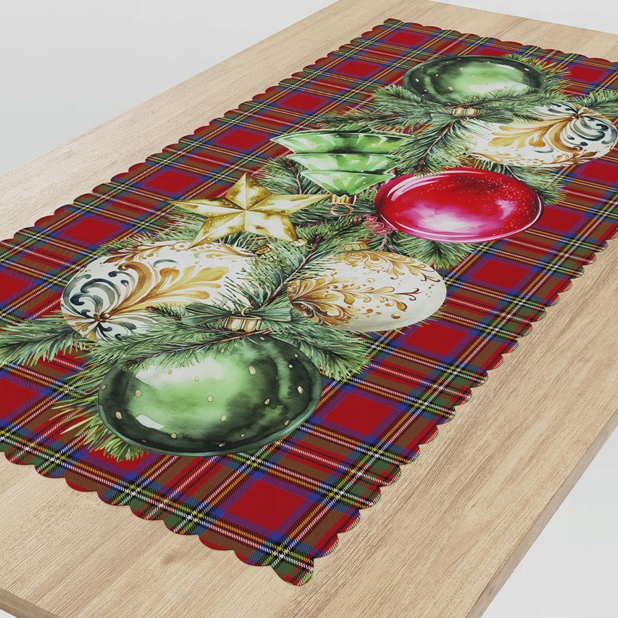  Table runner christmas 50x100 cm red with embroidery petals snow tablecloth