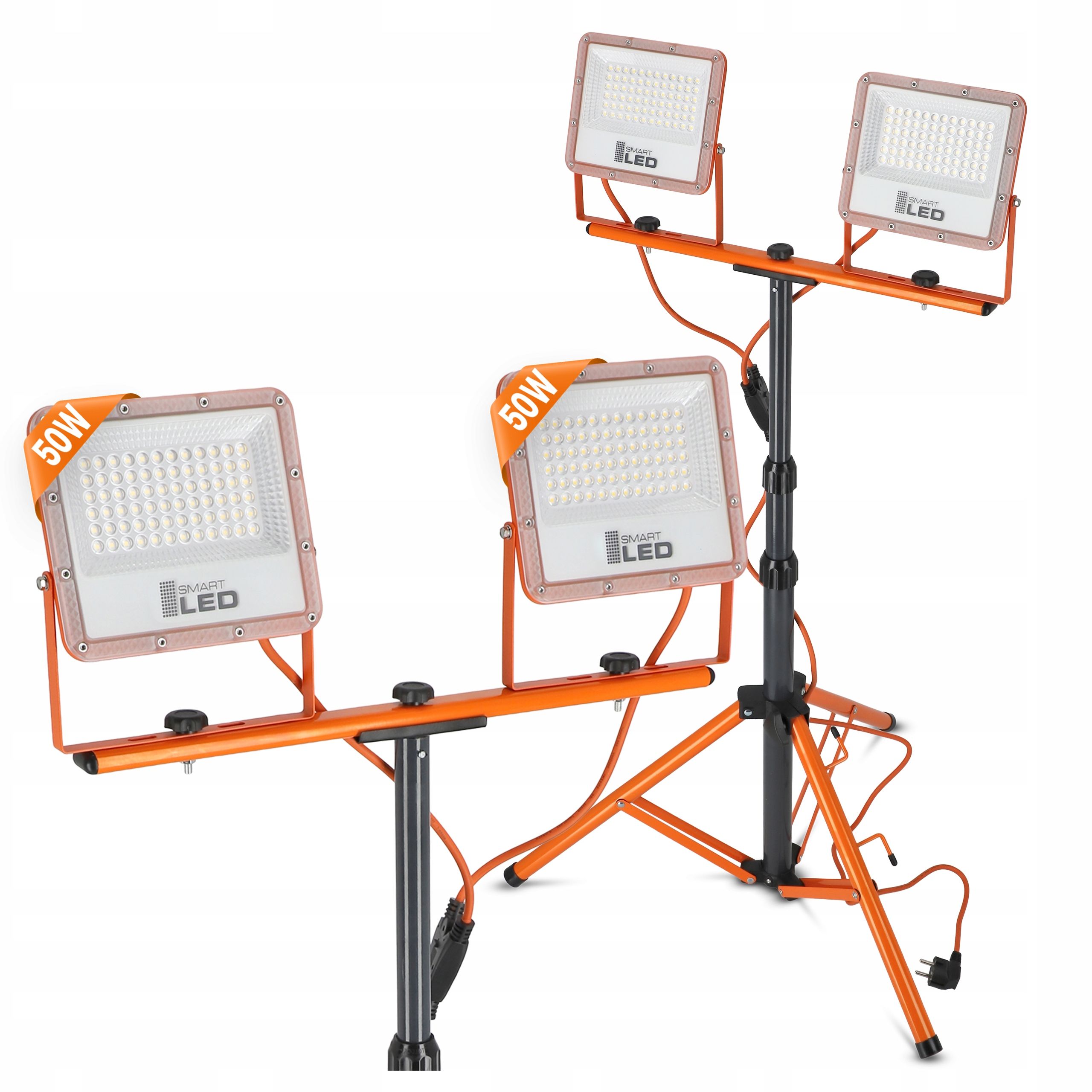  Led halogen stand construction spotlight 2x 50w 11000lm lamp on a stand