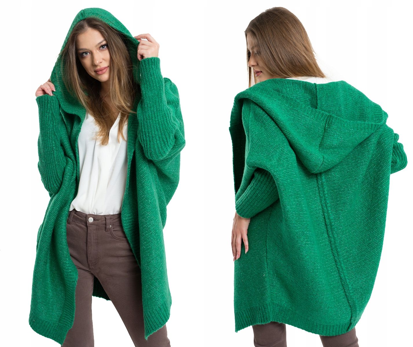  Neiro sveter voľného strihu kardigan s kapucňou oversize