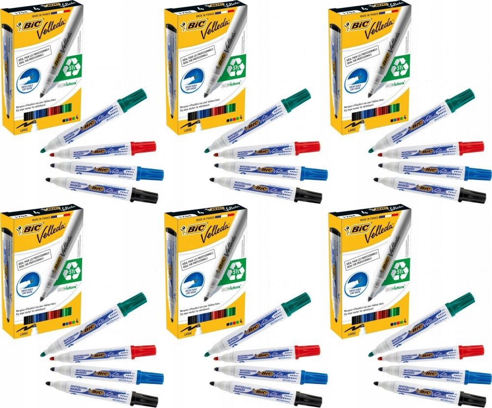  Marker dosky stierateľné za sucha 4 farby okrúhle mix farieb bic velleda x7