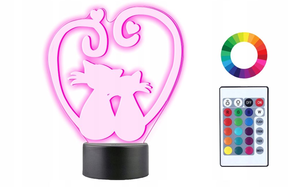  3d nakts gaisma led par dāvanu valentīna diena gravēšana