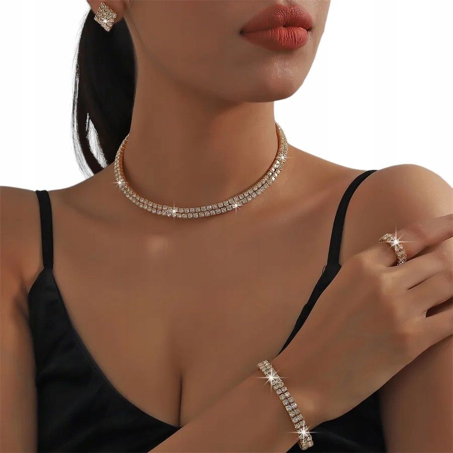  Garnitur ohrringe halskette armband ring hochzeit zirkone kristalle