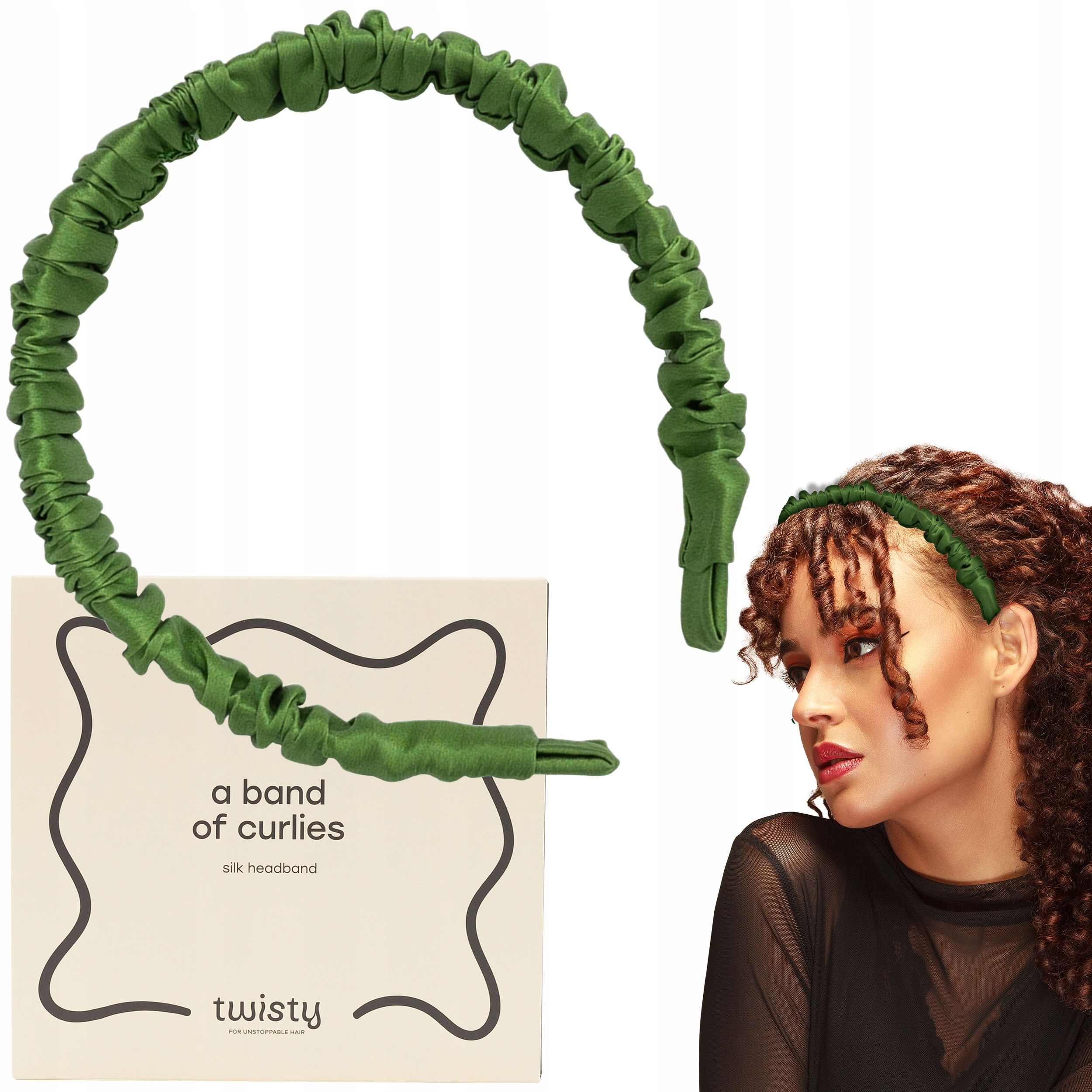  Haarband seide köpfe breit natürlich seide schwarze farbe twisty