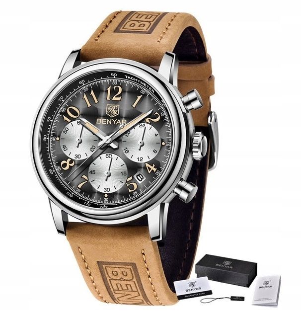  Uhr benyar männlich elegant chronograph schachtel