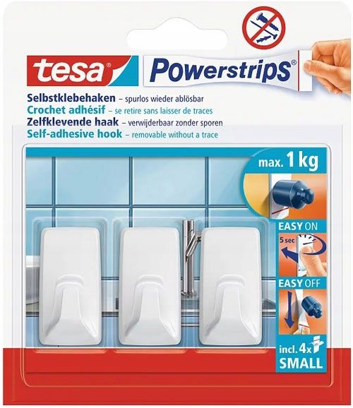  Savaime lipnūs kabliukai chromas ovalus 1kg 3 vnt. tesa