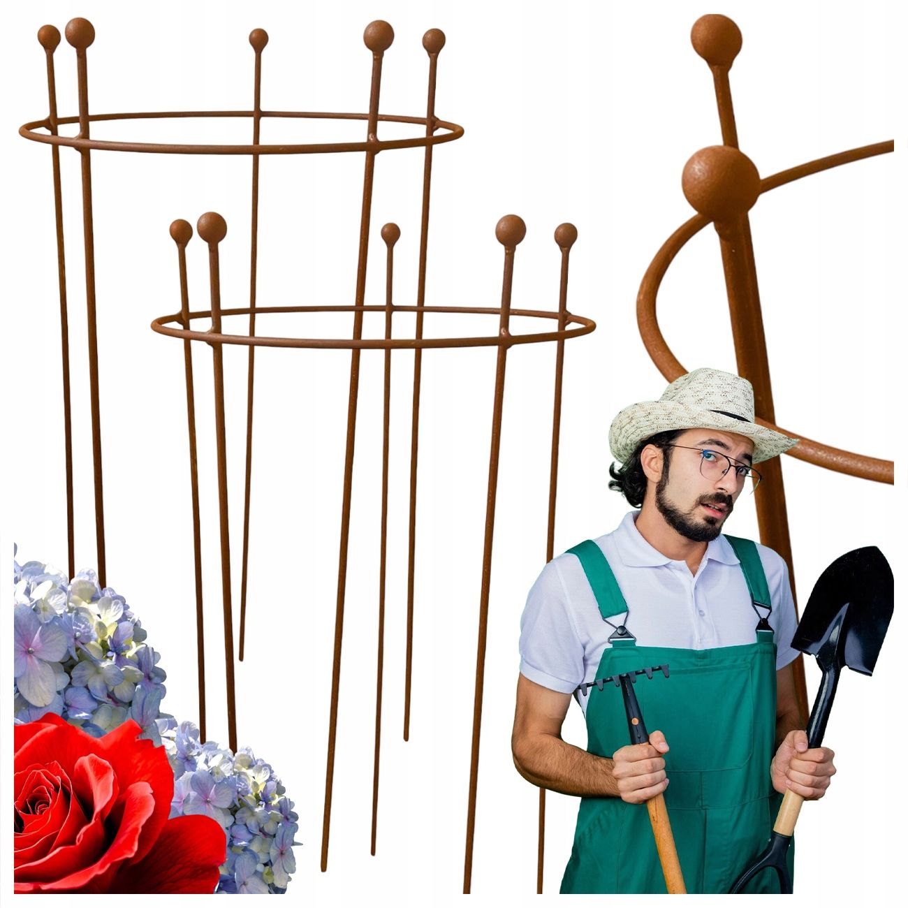  Atbalsta skava augiem lielums hortenzijas atbalsta apaļa 100cm gredzens