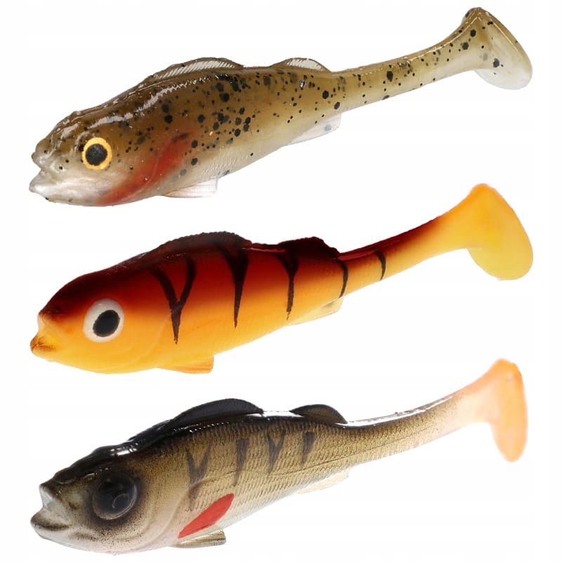  Kopa ēsma gumija rippery mikado real fish perch 9,5cm strazdiem 5 gab.