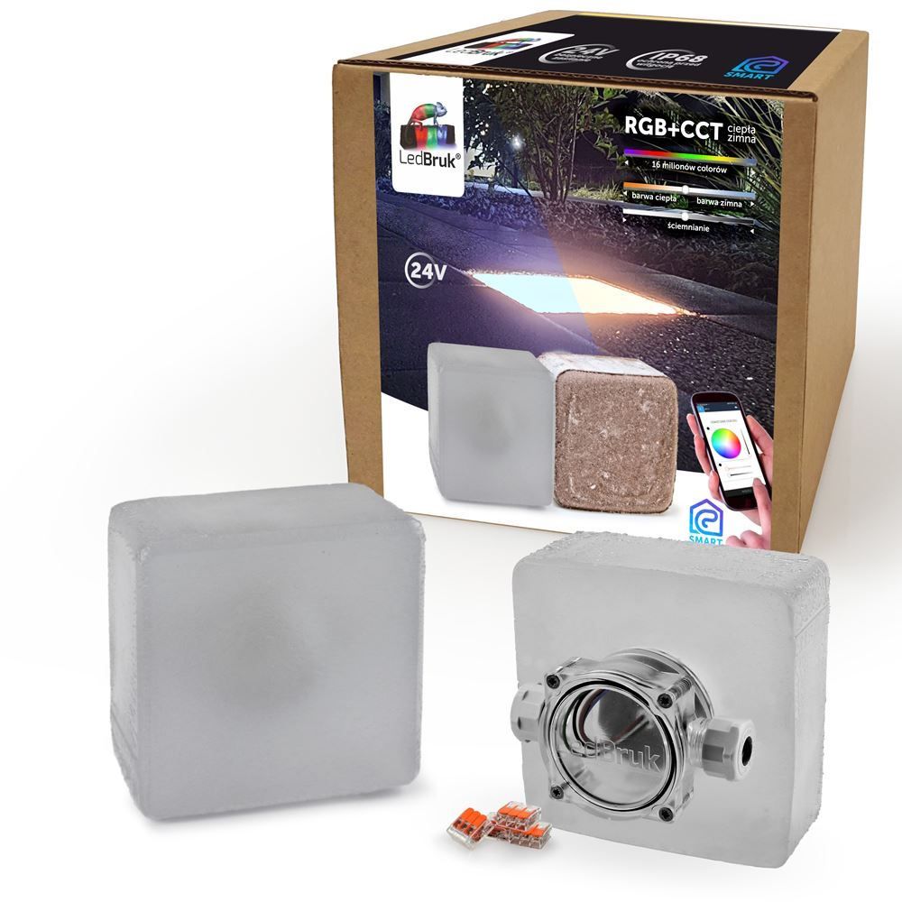  Šviečiančios trinkelės led apšvietimas į polbruk commix 20x10 rgb + cct