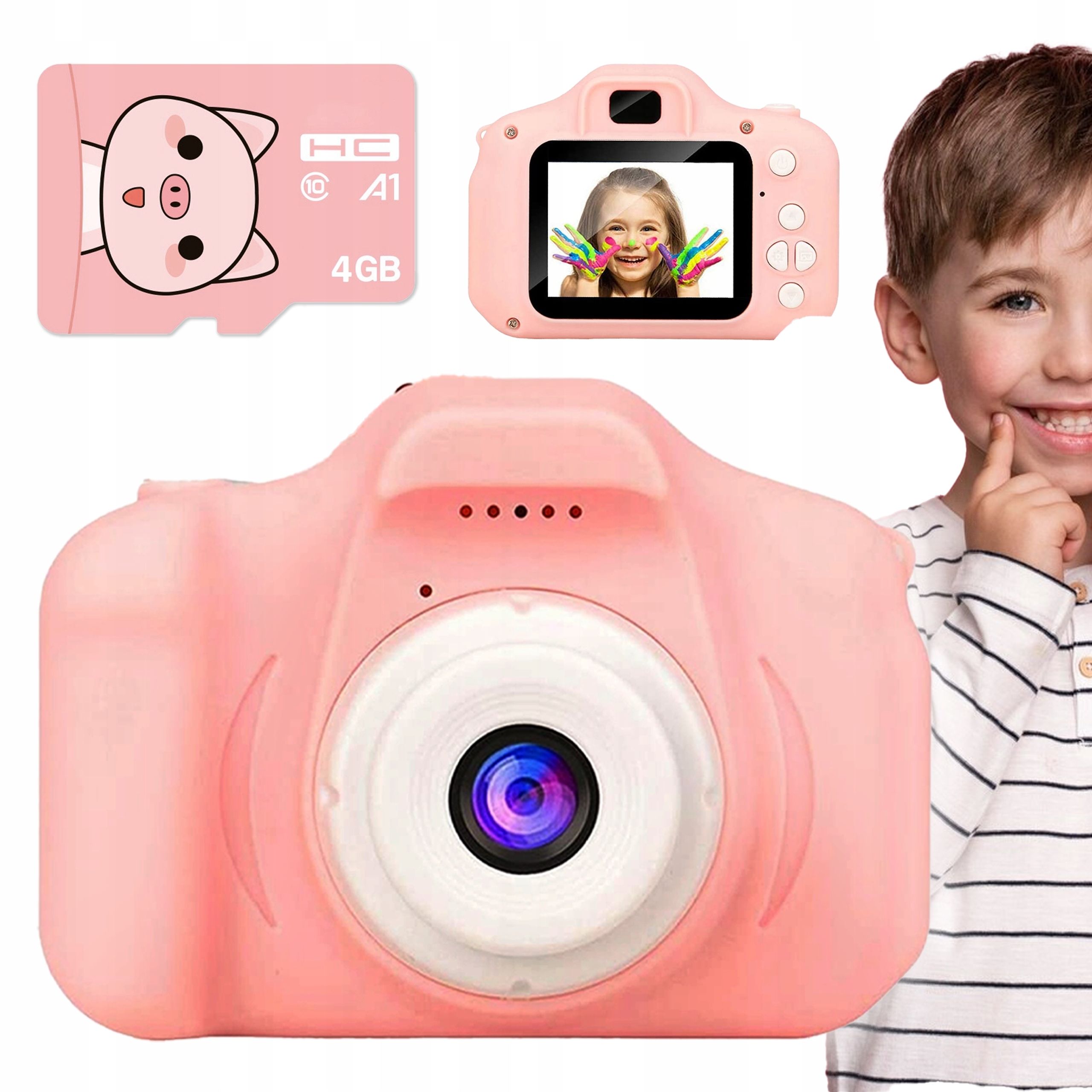  Digitální fotoaparát pro děti dítě modrý kotě + karta 4gb